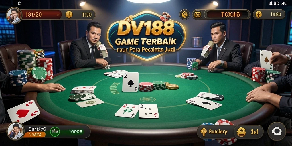 Tampilan gameplay Poker yang seru dan mendebarkan di DV188.