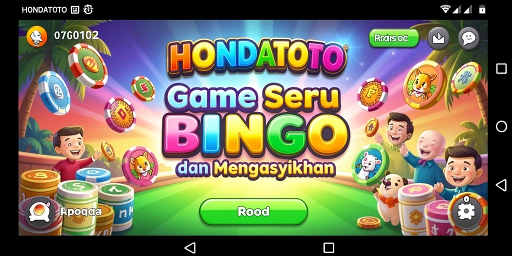 Tampilan gameplay HONDATOTO yang penuh warna dan seru.