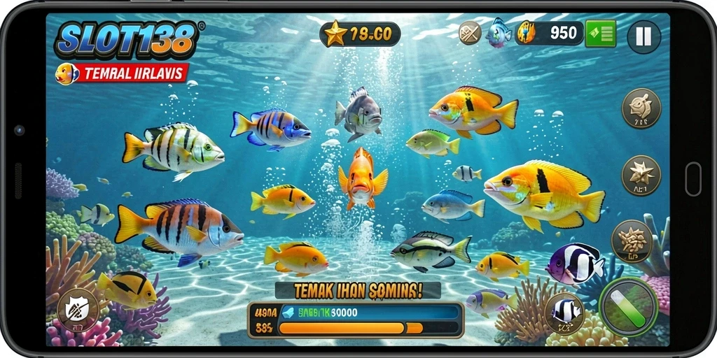 Gameplay seru SLOT138 dengan aksi menangkap ikan yang menegangkan.